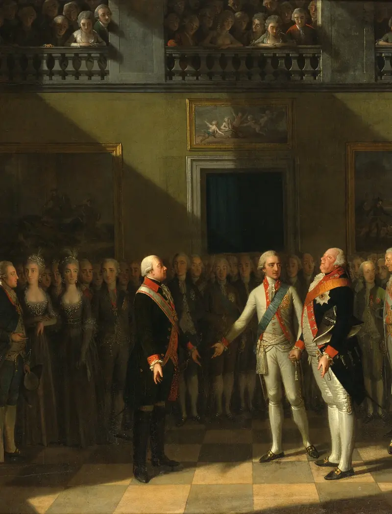 Johann Heinrich Schmidt, Die Monarchenzusammenkunft in Pillnitz am 25. August 1791 (Detail)